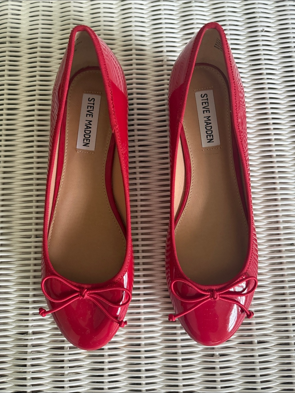 Steve Madden Red Patent Bow Ballet Flats
